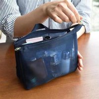 3-Layer Large-Capacity Mesh Transparent Cosmetic Bag, Lightweight Travel Lipstick and Toiletries Storage Bag, Durable Polyester, Non-Waterproof, Zipper Closure
