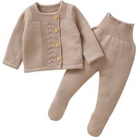 Infant Girls Clothes Sets Autumn Solid Long Sleeve Sweaters Cardigans+Pants Newborn Knitted Outfits 0-9m Toddler 2pcs Tracksuits