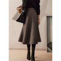 Autumn Winter Wool Plaid Warm Vintage Midi Long Skirt Women Korean Thicken High Waist Skirt Female A-Line Office Lady Elegant