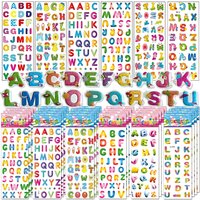 6/12/24pcs Cartoon Bubble Stickers (Letter Design) Self-adhesive & Easy to Stick for Laptop/Luggage Decoration Student Rewards