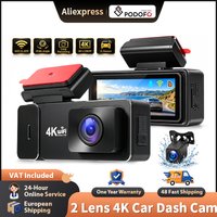 Podofo Dashcam, Autokamera, Videorekorder mit 4K-Frontkamera und 1080P-Rückkamera, 24-Stunden-Parküberwachung, Blackbox, unterstützt WLAN-Verbindung, Nachtsicht.