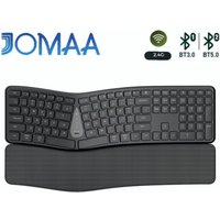 Ergonomische 2,4G Kabellose Tastatur Komfortables Natürliches Tippen, Handballenauflage, Wiederaufladbare Bluetooth-Tastatur für Mehrere Geräte für Laptops