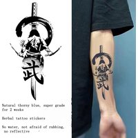 Katana Sword Herbal Juice Tattoo Stickers Men Waterproof Lasting Semi-permanent Tattoo Big Picture Flower Arm Art Fake Tattoos