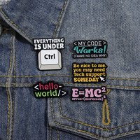 Program Code Sets Enamel Pins Custom Computer Code Chemical Element Brooches Lapel Badges Funny Jewelry Gift For Friends