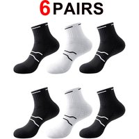 4Pairs Men's Winter Sports Socks Set Moisture-Wicking Thick Warm Solid Color Cotton Black White Business Socks for Men