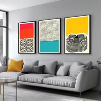 3pcs Framed Canvas Set of 3 Framed Canvas Art, Wall Decoration for Home And Office - Wooden Framed Prints, Bauhaus Style, Elegan