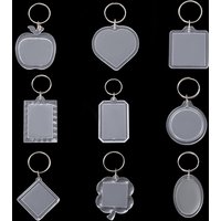 5pcs Acrylic Photo Frame Keychain Holder Photo Picture Insert Blank Keyring with Split Ringfor DIY Craft Jewelry Making