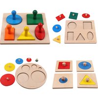 Montessori Puzzle Toys Wooden Geometric Shapes Sorting Math Colorful Preschool Learning Educational Game Baby Toddler Toys