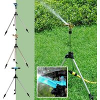 4 Point Garden Irrigation Rotating Sprinkler Tripod Stand Lawn Watering Sprinkler with Tripod for Garden Yard Watering System