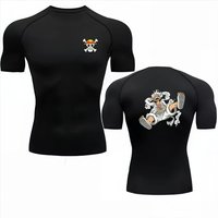 Bandai One Piece Men T-shirt Luffy Nika Print Compression Fitness Gym Quick Dry Sport T Shirt Comfortable Breathable Streetwear