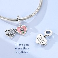 925 Sterling Silver Charm Openable Hollow Rose Heart Shape Fit Bracelet Bead Diy For Women Pendant Fine Jewelry Gift