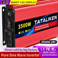 Onduleur 24v 220v onde sinusoïdale pure 3500w convertisseur onduleurs solaires avec prise LED ue