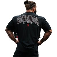 STRENGTH CLUB Men's Short Sleeve T-Shirt Athletic Casual Short Sleeve Tops Fitness Training Cotton Loose Tee Men Sports Clothing