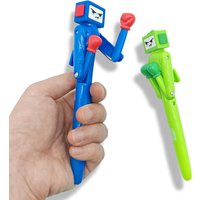 1/2/4 Pcs Boxing Pen Robot With Punching Arm And Crisp Button Sound - Funny Cool Novelty Pen Boxing Gifts - Blue Green Colors