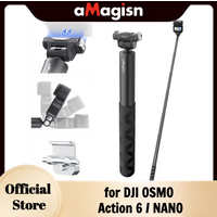 aMagisn 1.2M Magnetic Quick-Release Selfie Stick ,4-Level Adjustable,Stainless Steel Claw for DJI Osmo Nano Action 6 Camera