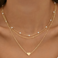 2026 New Women's Pearl Necklace Set Fashion Love Heart Pendant Waterproof Hypoallergenic Collarbone Neck Chain Jewelry