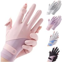 AliExpress WRELS Sun Protection Gloves For Women Breathable Sunscreen Ice Silk Gloves Colorful Elegance Thin Design Outdoor Cycling Sports Gloves
