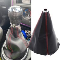 Gear Stick Cover For Ford Fiesta MK6 Fusion Shift Boot Car Shift Knob Leather Gear Shifter Boot Dust Cover Gear Gaiter Black Red