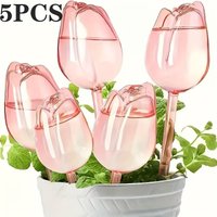 5pcs Pink Tulip Plant Watering Balls, Automatic Watering Plant Spikes System, For Indoor Outdoor Plants,Automatic Plant Drippers