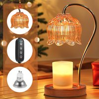 Petal Shape Candle Warmer Lamp with Timed Dimming Night Light Retro Lamp for Bedroom Atmosphere Decor