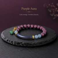 Handmade 8mm Herbal Incense Bead Bracelet 13pcs Semi Circle Jade Accent Original DIY Boho Charm Stretch Bracelet for Women Men