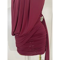 New Mesh Ruched Tassel Sexy Off Shoulder Bodycon Mini Dress Elegant Celebrate Asymmetrical Eveing Prom Party Cocktail Dress