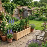 Wooden Raised Garden Bed with Drainage,Planter Box for Vegetables, Fruits, Flowers, Herbs,Outdoor Elevated Planting Container