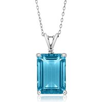 Huitan Rectangular Blue CZ Pendant Necklace for Women Simple Elegant Wedding Party Silver Color Neck Accessories Trendy Jewelry