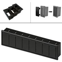 Car ABS Rocker Switch Panel Dash Housing with Reserved Slots Flush Mount & Clip Type DIY Bracket Frame for 1/2/3/4/5/6/7/8 Gang