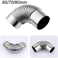 60/70/80mm 90 Degree Flue Elbow Pipe Chimney Liner Bend Stainless Steel Multi Flue Stove Pipe Gas Water Heater Exhaust Pipe