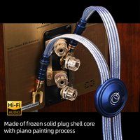 One Pair HiFi Speaker Cable OCC Silver Plated Gold Plated Plug Noise-free Square-core Flat Belt for Amplifier Speaker Chillers