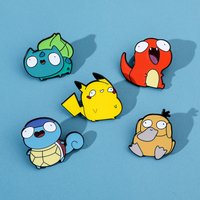 Kawaii Anime Enamel Pins Cute Psyduck Pikachu Charmander Brooch Metal Badge for Kids Hat Pins Accessories Gifts