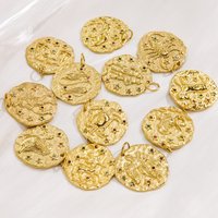CARLIDANA 12 Zodiac Signs Connector Charms Gold Plated Stainless Steel CZ Micro Pave Con-stellations Pendant for DIY Jewelry
