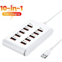 10 in 1 USB Splitter Socket Fast Charging Phone Charger Poower Adapter USB HUB Charger For Home Office Desktop Charging Station