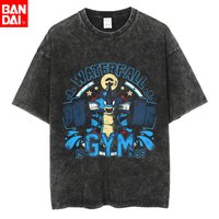 Pokemon Squirtle It's Just Water Weight Gym Parody T Shirt Men 2026 Summer Vintage Acid Wash Oversized Tee Anime Streetwear
