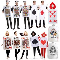 loween Adult Poker Costume Red 7 Spades Performance Funny Par King Queen Red Heart a ow Stage Costume Ladies Faion