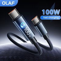 100W Braided Strip Light Data Cable Type C To Type C Fast Charging Cable for iphone 17 16 15 Huawei Phone Charging USB C Cable
