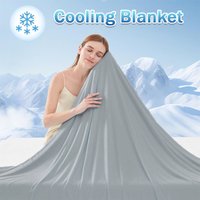Ice Silk Cooling Summer Blanket Breathable Lightweight Skin-friendly Air Conditioner Blanket for Bedroom Sofa Travel Office Car