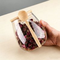 3pcs Set (1 Containers+1 Lids+1 Spoons) Transparent Sealed Cans, Kitchen Storage Containers for Storing Coffee Beans and Grains