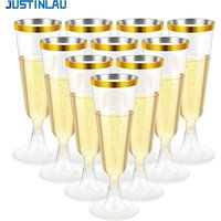 JUSTINLAU 25/50/100pcs Disposable Cups Clear Plastic Champagne Flutes Bar Cups Toasting Glasses for Weddings Party Cocktail Cups