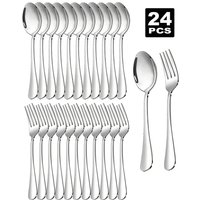 2/8/12/24pcs Stainless steel fork and spoon set, suitable for home kitchen, restaurant, wedding, party, kitchen, Christmas gift