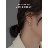 Modian 925 Sterling Silver Swing Sparkling Simple Stud Earrings Fashion Party Gold Color Ear Studs For Women Fine Jewelry