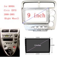 9 inch Car Fascia Radio Panel for HONDA Civic (EP3) 2000-2005 (Right Wheel) Dash Kit Install Facia Console Bezel Adapter Plate