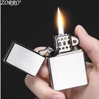 ZORRO ZC9 Ultra-thin Cotton oil Lighter, Retro Copper Shell, Windproof, Grinding Wheel Ignition, Cigarette Accessories