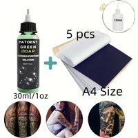 Highly Concentrated Green Soap for Tattoos And A4 Stencil Transfer Paper, Essential Kit for Summer Tattoo Cleaning