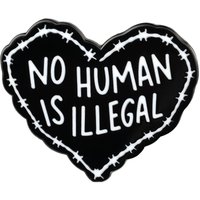No Human Is Illegal Heart Enamel Pin Political Badge Immigrant Brooch Refugee Rights Human Rights