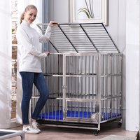 Large Dog Cage Outdoor Stainless Steel Folding Fence with Strong Load-bearing Capacity Bottom Extraction Tray for Dog Supplies