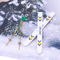 1 Set Dollhouse Miniature Wooden Ski Board Christmas Scene Decoration Dolls House Accessories Kids Toys Gift