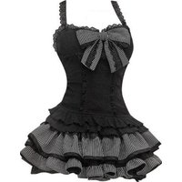 Sweet And Spicy Black Lace Long Sleeve Open Cardigan Women's Spring Autumn Striped Splicing Cake Skirt Set Fashionable Ensemble