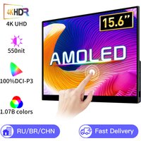15.6 / 13 Inch 4K OLED Touch Screen Portable Monitor 550Nit USB-C HDMI-Compatible External Gaming Monitor for Xbox Switch Laptop